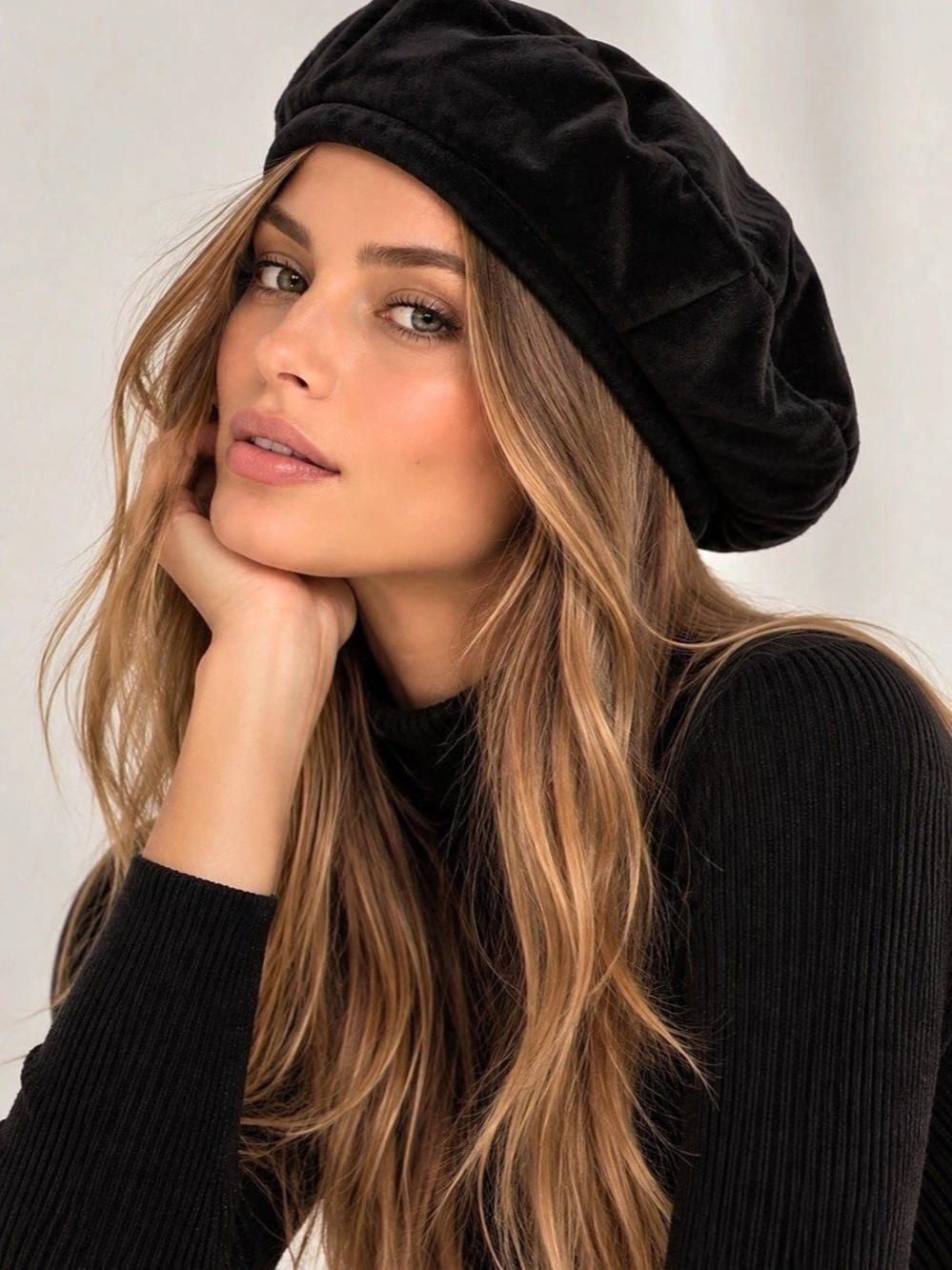Zara Black Soft Beret Hat Classic French Style